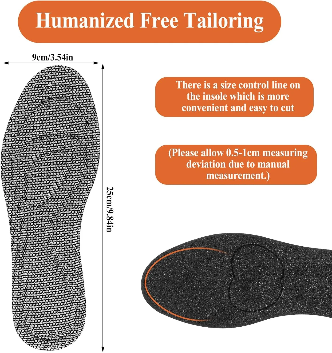 1 Pair Memory Foam Insoles Soft Massage Shoe Inserts Replacement Full-Foot Responsive Cushioning Shoe Soles Shock Absorption Cut to Fit Any Sizes for Foot Health Sports Sneakers(W 7-8 /M 6.5-7.5)