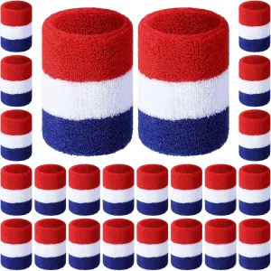 24 Pcs Rainbow Striped Wrist Sweatbands Gay Pride Sweat Wristbands for Men Women Athletic Cotton Terry Cloth Wristband Gym Workout Sports LGBT Pride Parade Supplies