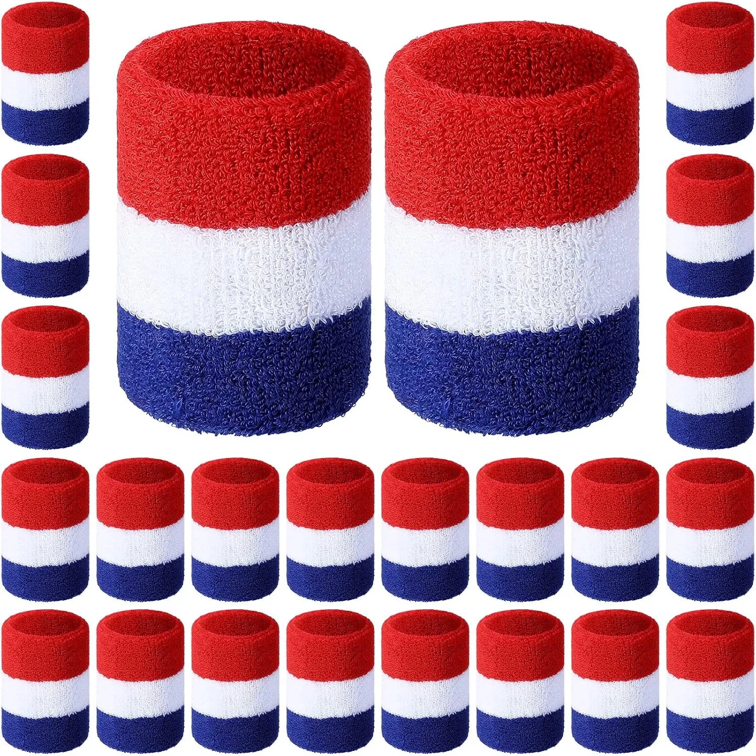 24 Pcs Rainbow Striped Wrist Sweatbands Gay Pride Sweat Wristbands for Men Women Athletic Cotton Terry Cloth Wristband Gym Workout Sports LGBT Pride Parade Supplies