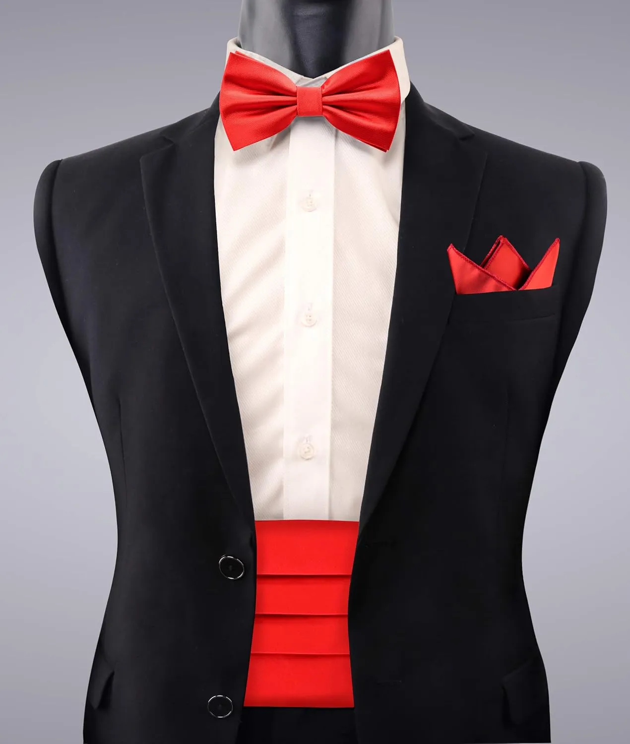 Alizeal Multicolored Silk Solid Cummerbund for Mens Gift Bow Tie Set