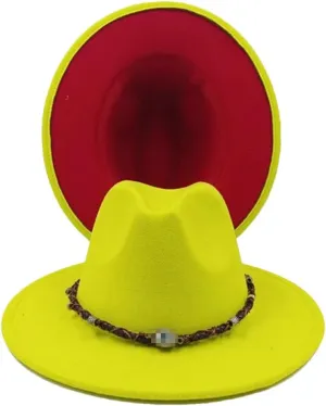 All-Match Fedora Hat Dual Color Classic Jazz Hat Men and Women Wide Brimmed Hat