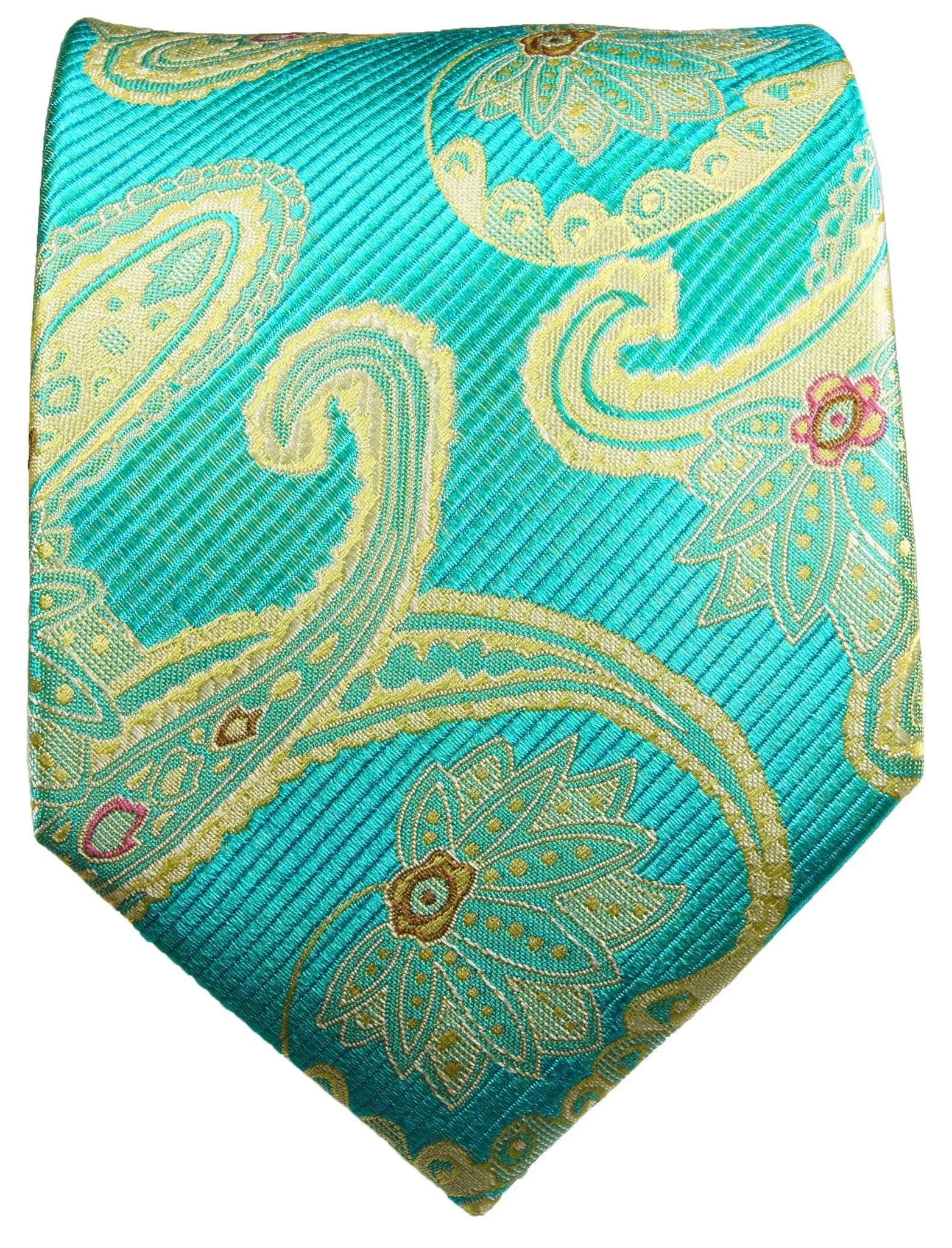 Angel Blue and Gold Paisley Silk Necktie Set By Paul Malone