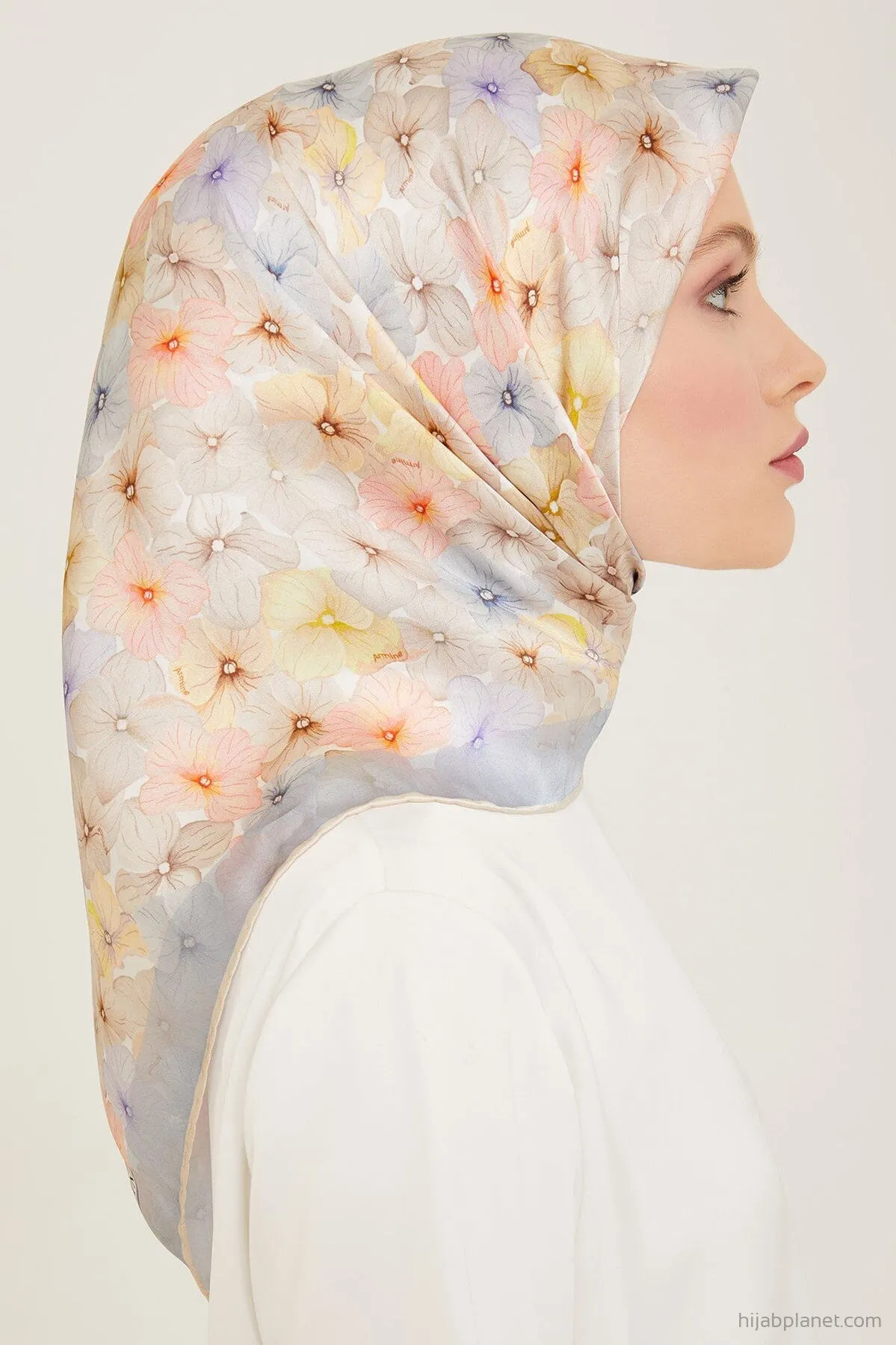 Armine Hydrangea Print Silk Scarf #36