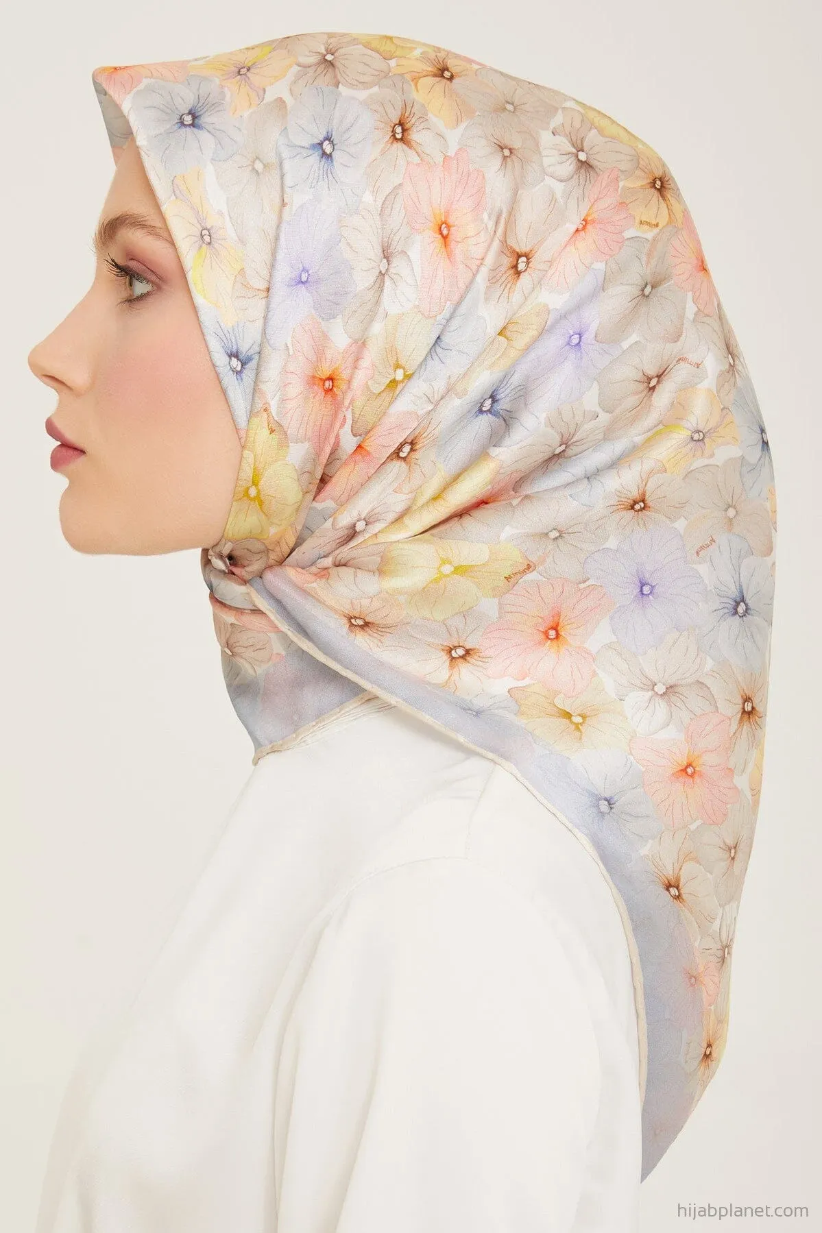 Armine Hydrangea Print Silk Scarf #36