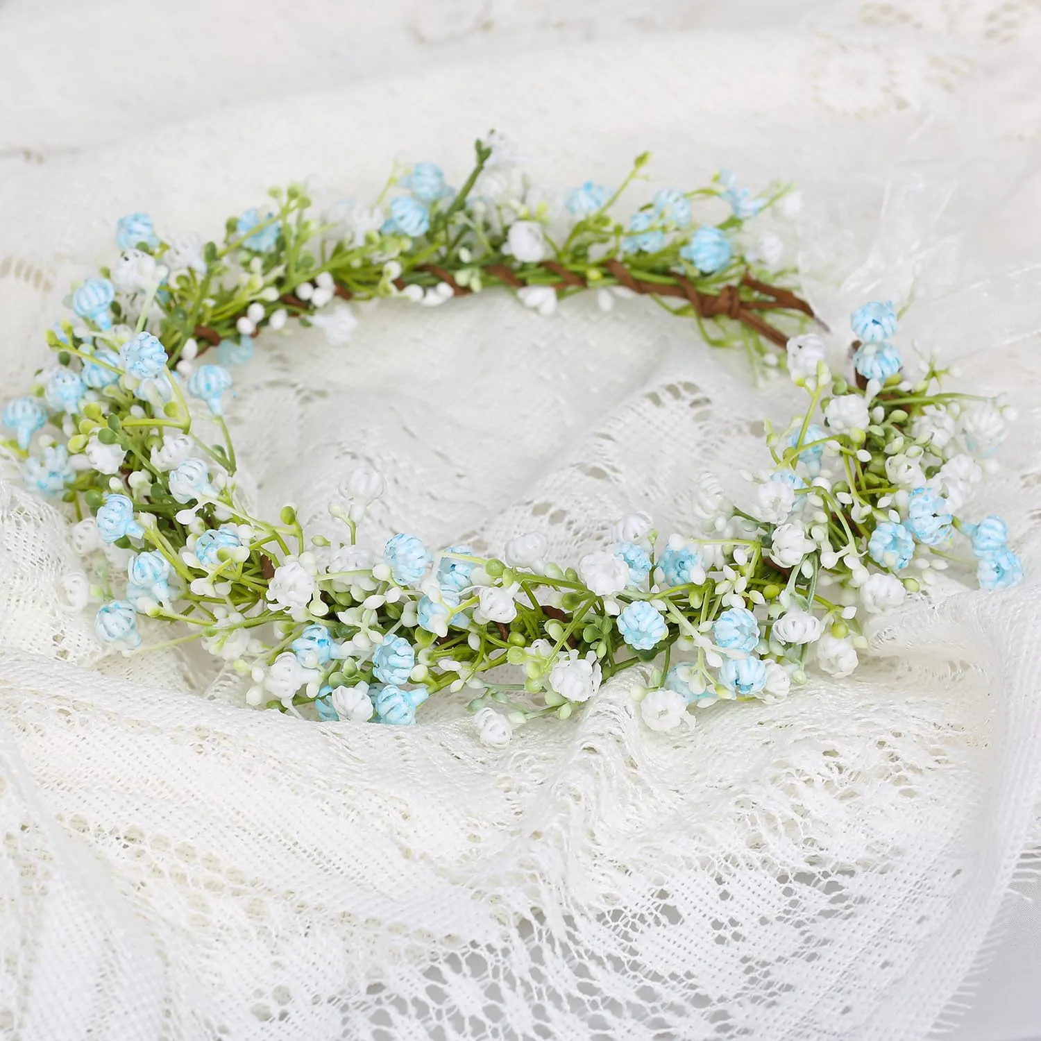 Artificial Baby Breath Green Headpiece Bridal Flower Crown Eucalyptus Halo Wedding Leaf Floral Crown Headband Photo Prop
