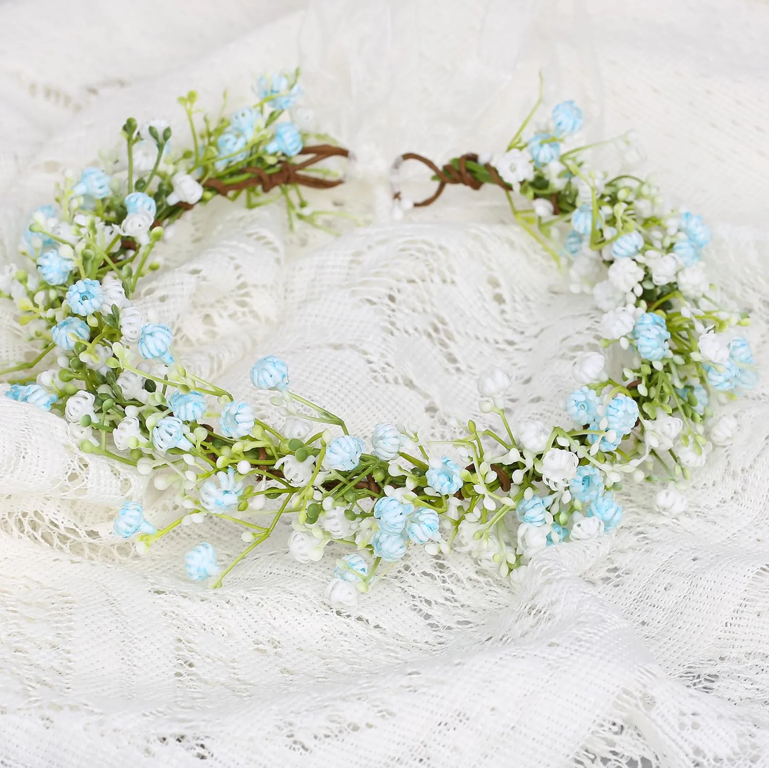 Artificial Baby Breath Green Headpiece Bridal Flower Crown Eucalyptus Halo Wedding Leaf Floral Crown Headband Photo Prop