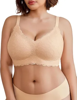 Avidlove Women's Seamless Bras Wireless Bra Full Coverage Lace Tshirt Everyday Bra S-3XL