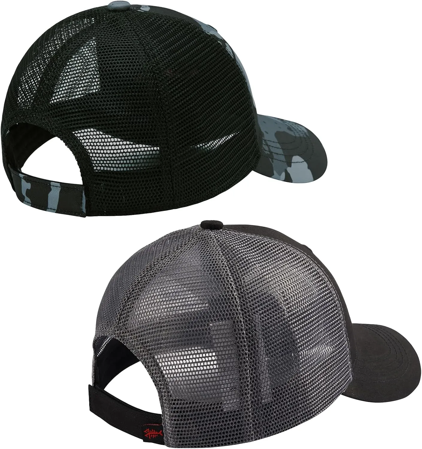 BASSDASH 2 Pack Altimate Fishing Hunting Hat Mesh Back for Men Women Adjustable Baseball Trucker Cap Camo Blaze Orange