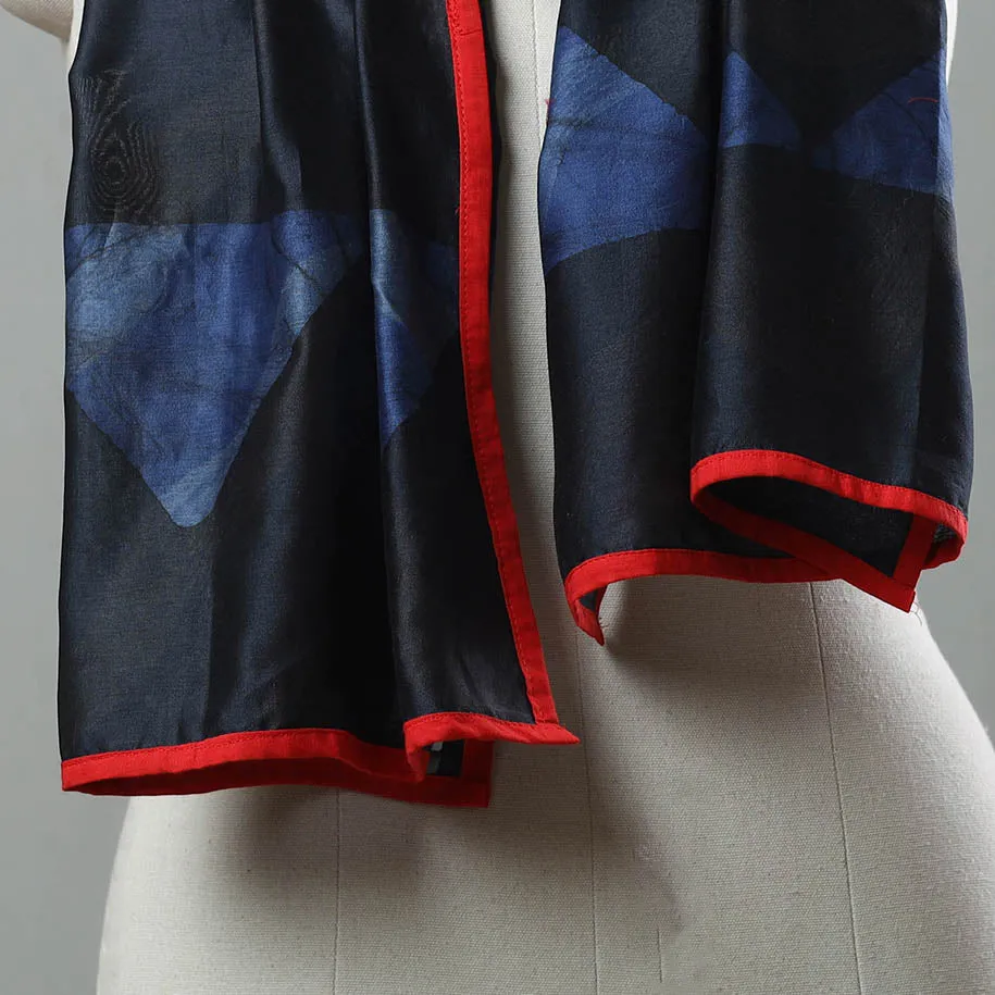 Black - Chanderi Silk Nui Shibori Tie & Dye Stole 09