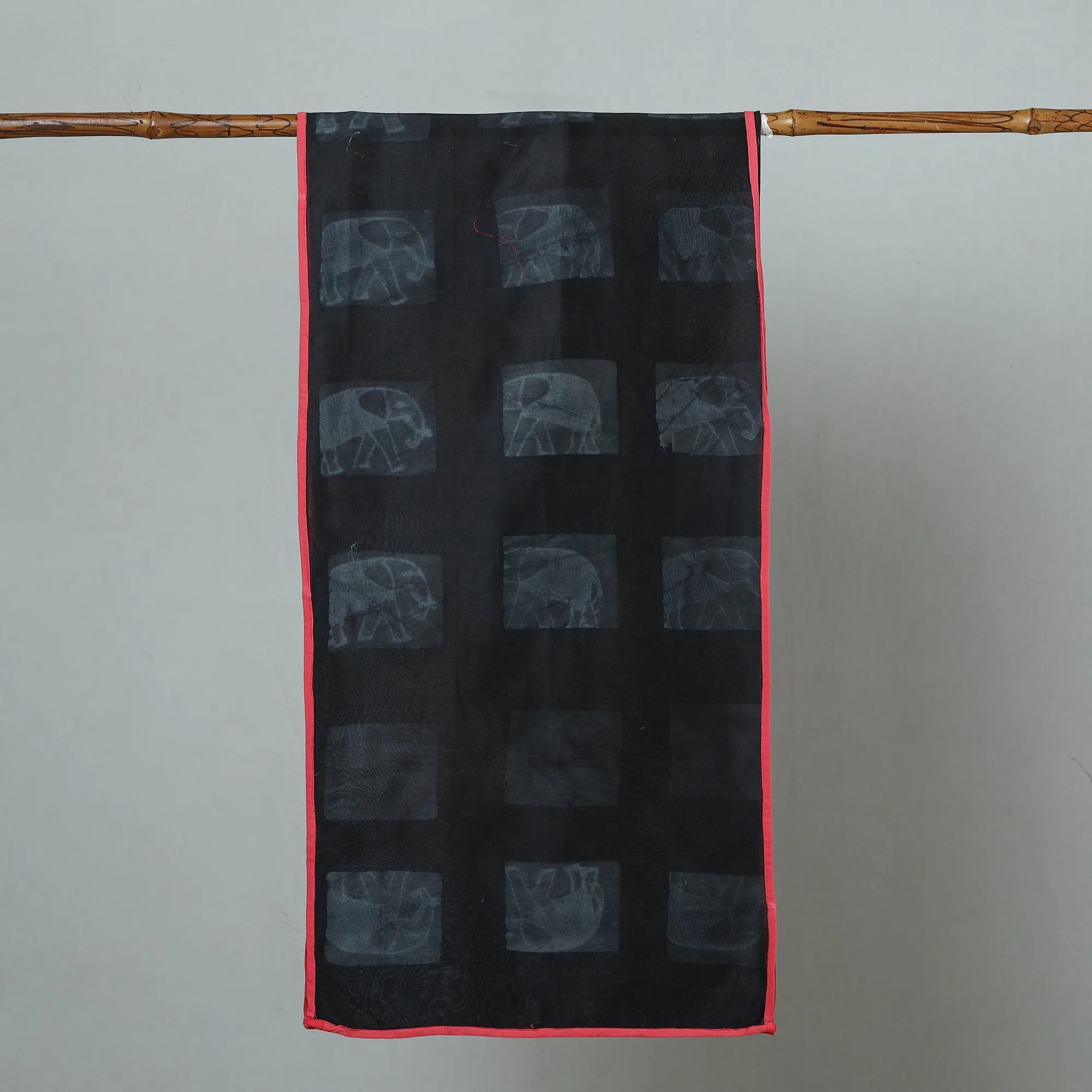 Black - Chanderi Silk Nui Shibori Tie & Dye Stole 11