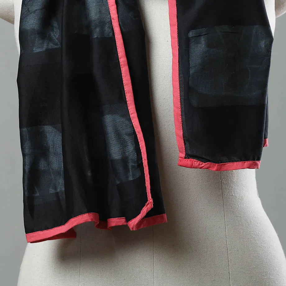 Black - Chanderi Silk Nui Shibori Tie & Dye Stole 11