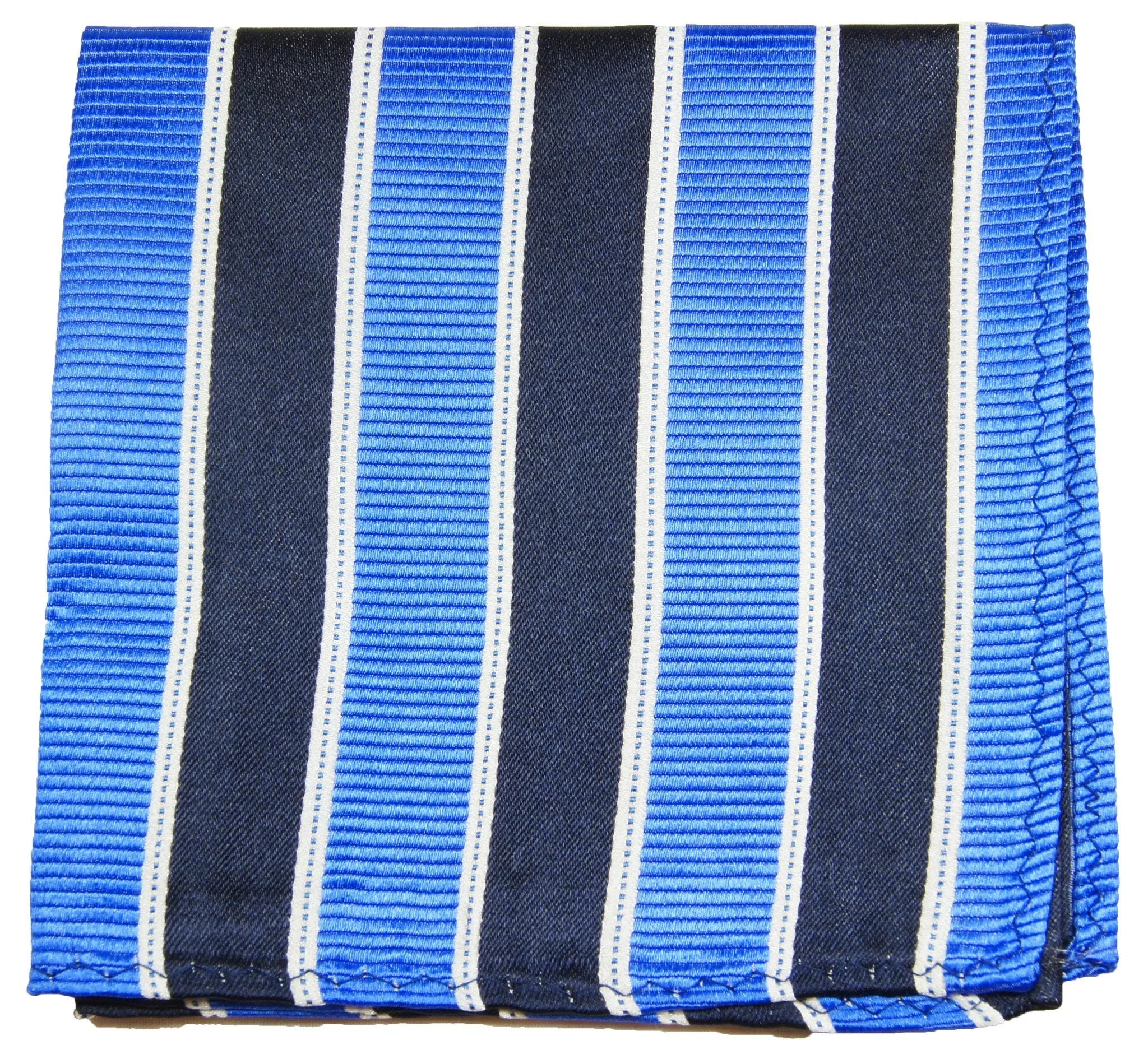 Blue and Navy Striped Silk Pocket Square