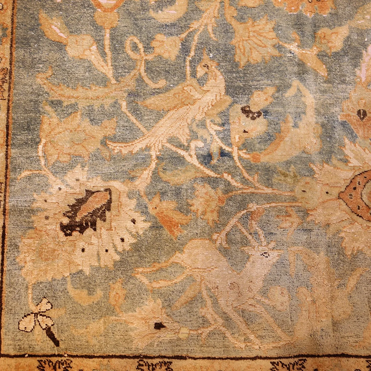 Blue Antique Persian Tehran Silk & Wool Rug - 10'6" x 15'6"