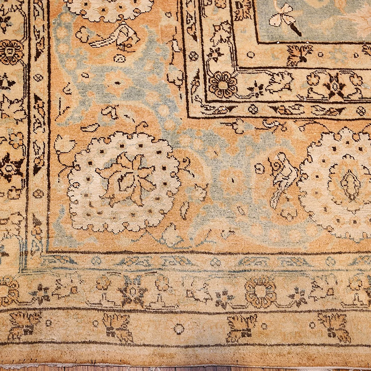 Blue Antique Persian Tehran Silk & Wool Rug - 10'6" x 15'6"