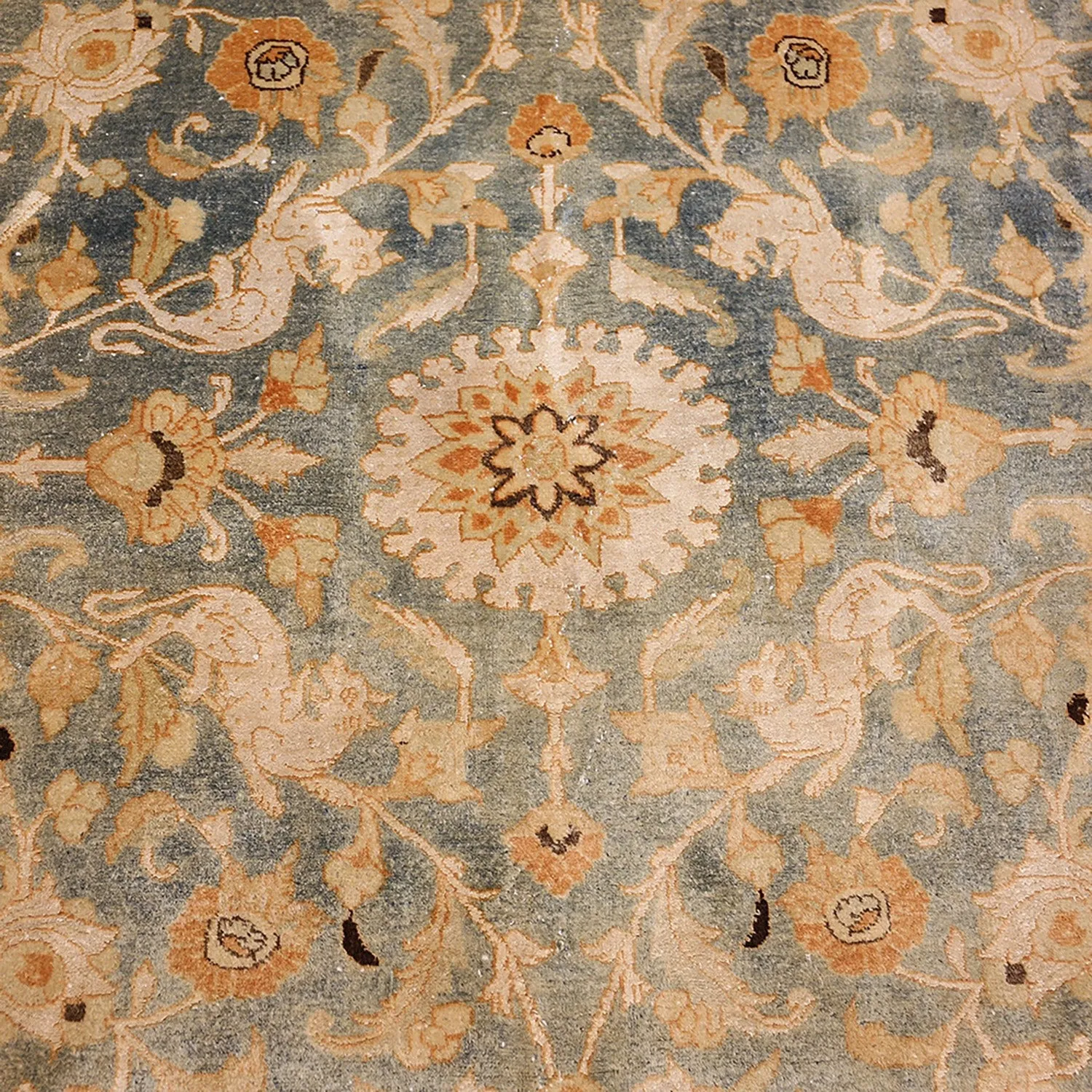 Blue Antique Persian Tehran Silk & Wool Rug - 10'6" x 15'6"