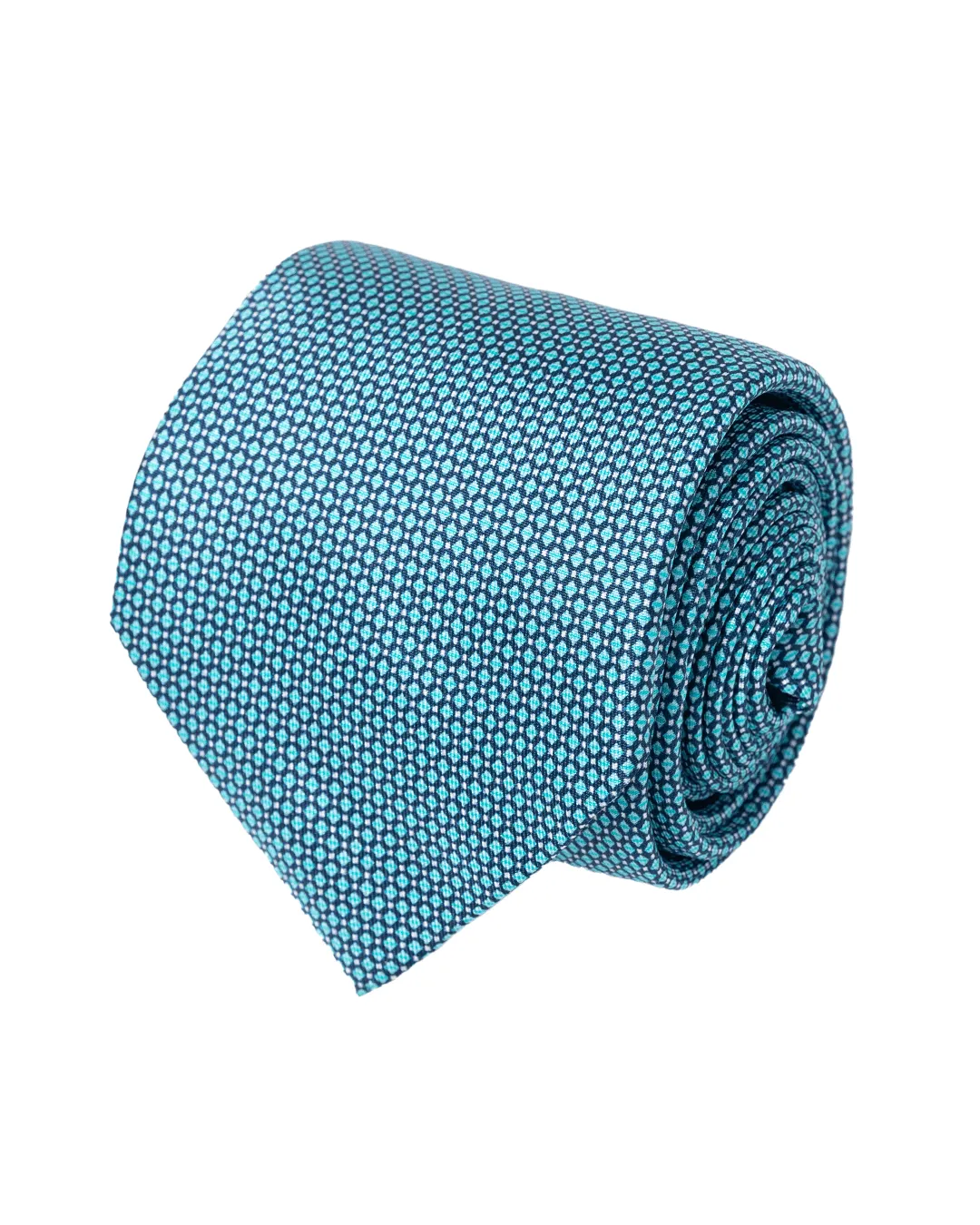 Blue Geometric Italian Silk Printed Tie