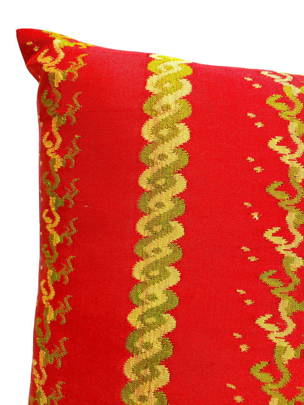 Burmese Silk Pillow Red Green