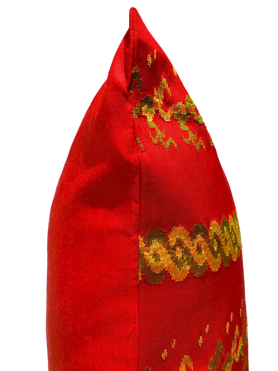 Burmese Silk Pillow Red Green