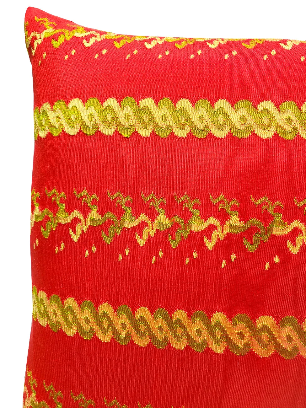 Burmese Silk Pillow Red Green