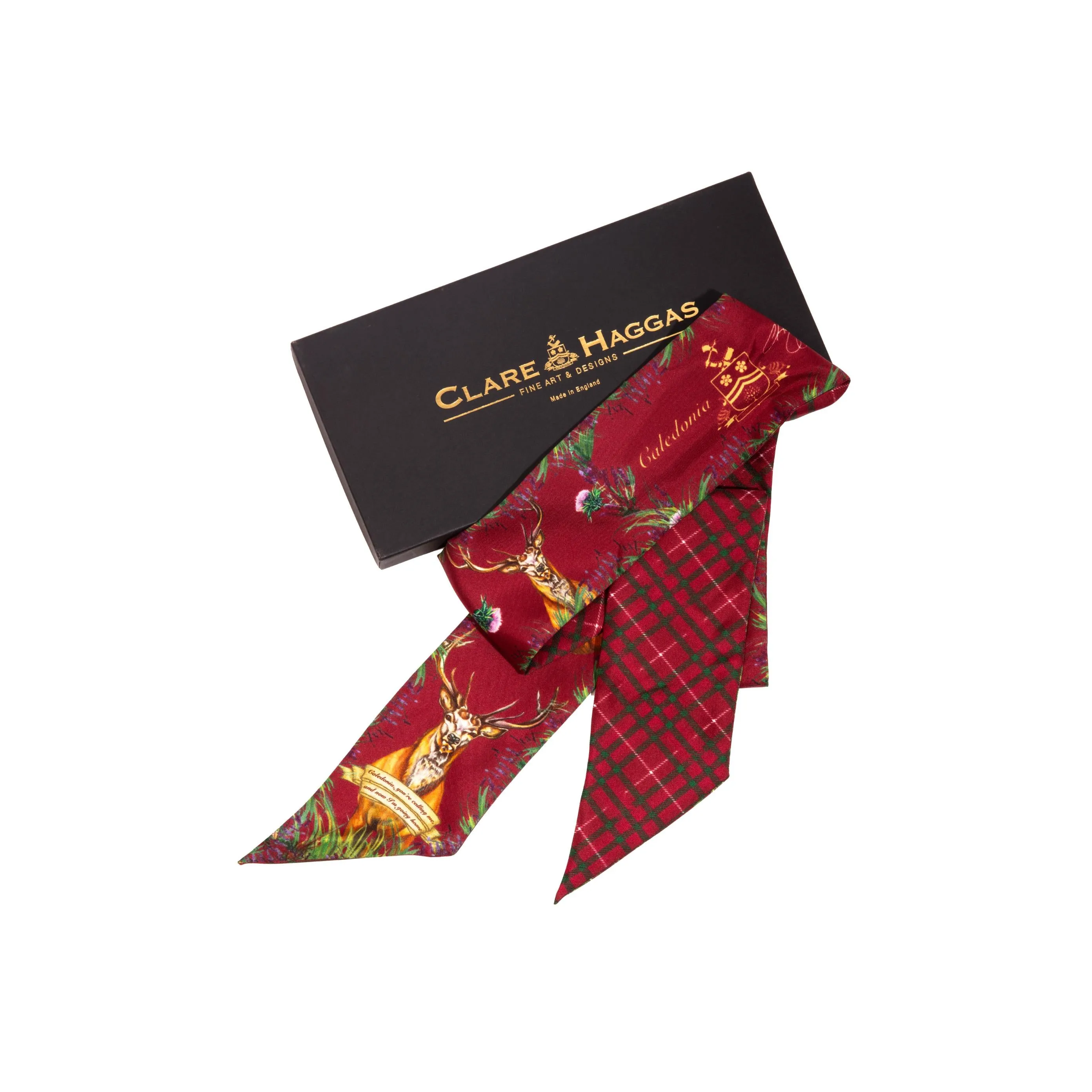 Caledonia Holly Berry Red Twillie Silk Ribbon Scarf