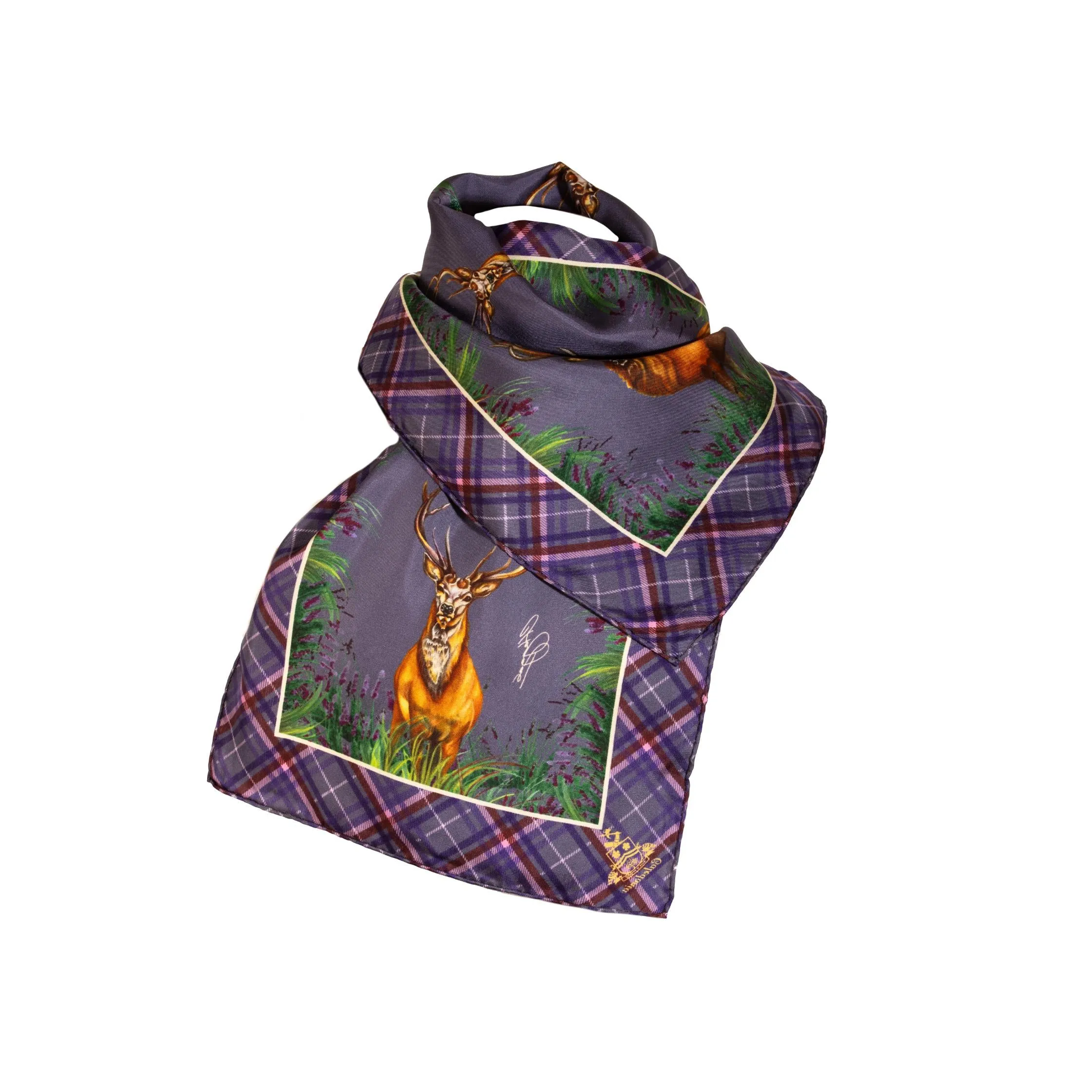 Caledonia Soft Amethyst Purple Narrow Pure Silk Scarf