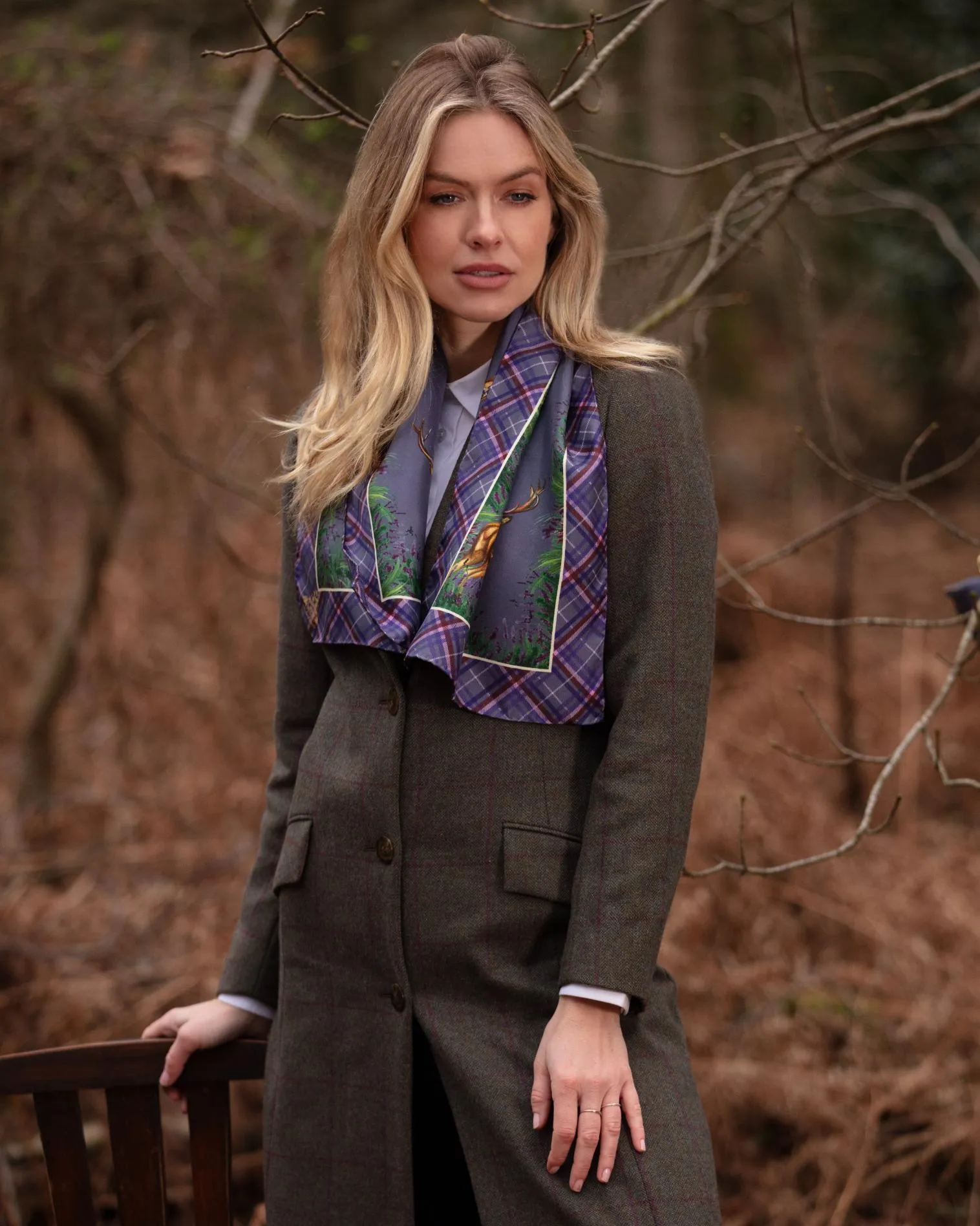 Caledonia Soft Amethyst Purple Narrow Pure Silk Scarf