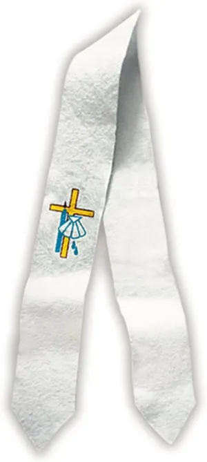 Catholic Brands Baptismal Felt Stole with Cross and Shell Design