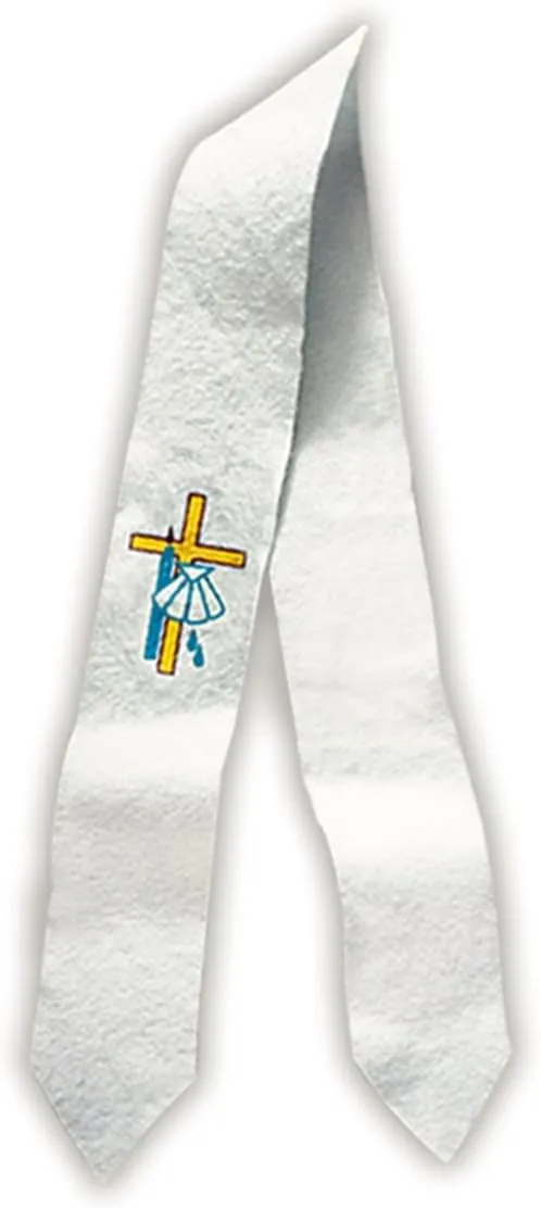 Catholic Brands Baptismal Felt Stole with Cross and Shell Design