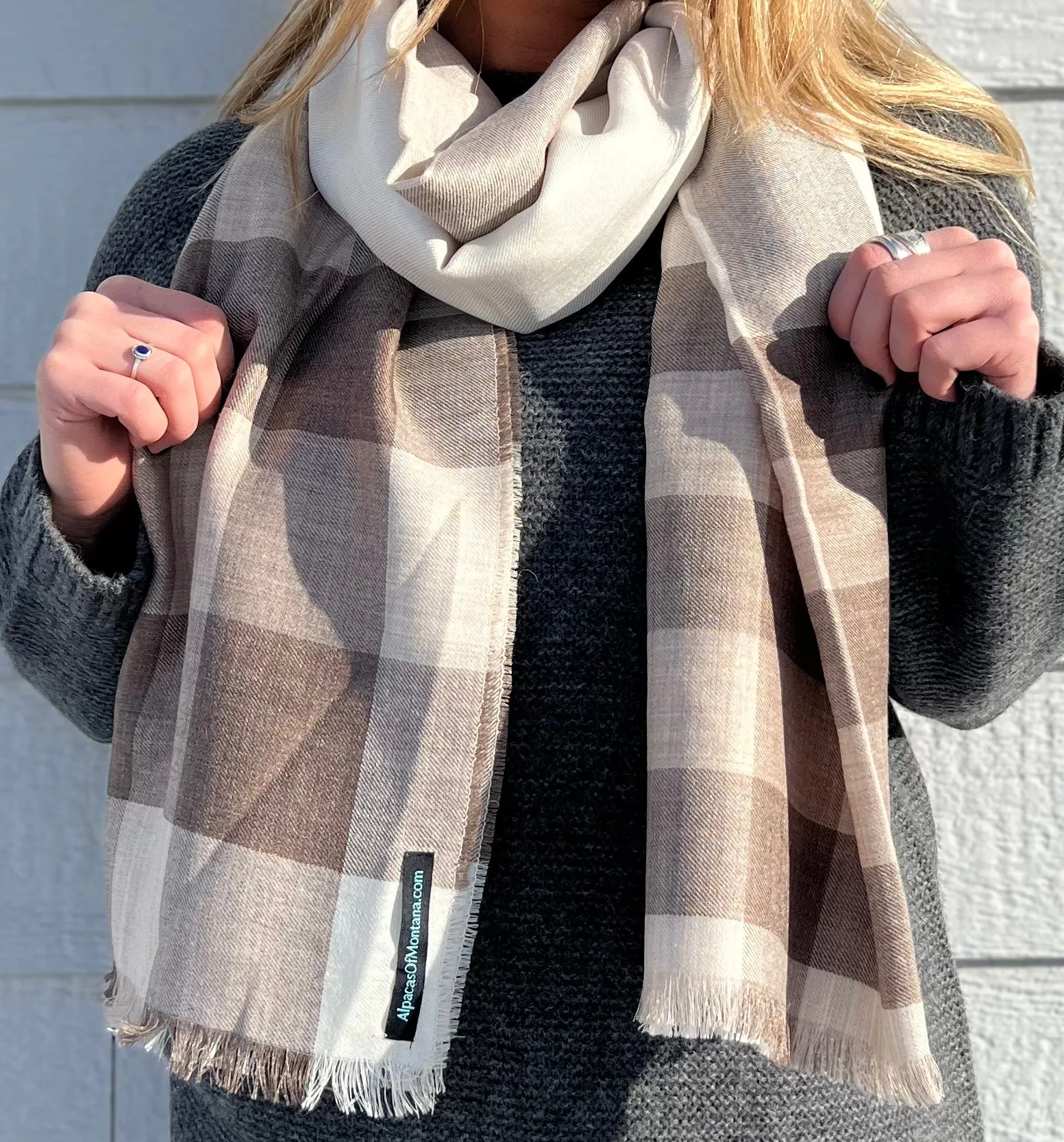 Checkered Alpaca and Silk Scarf