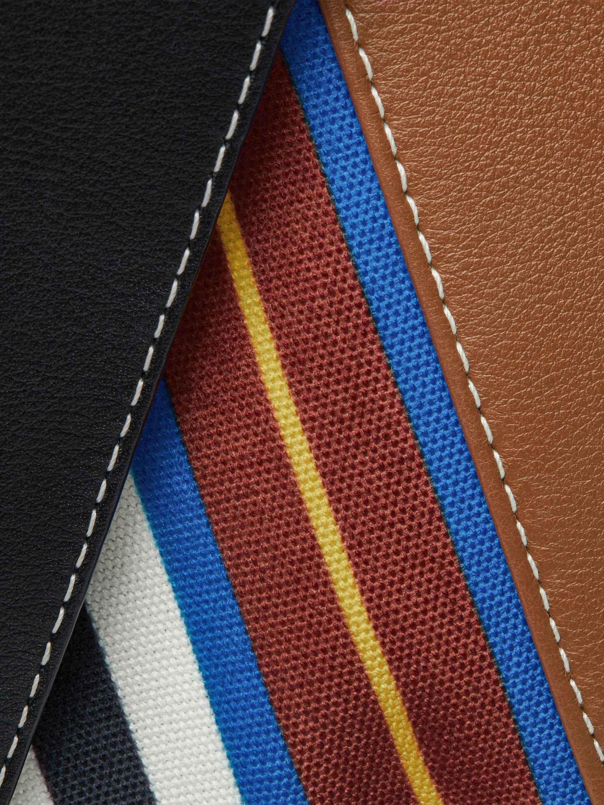 Chestnut, black and blue stripe Bollo midi bag