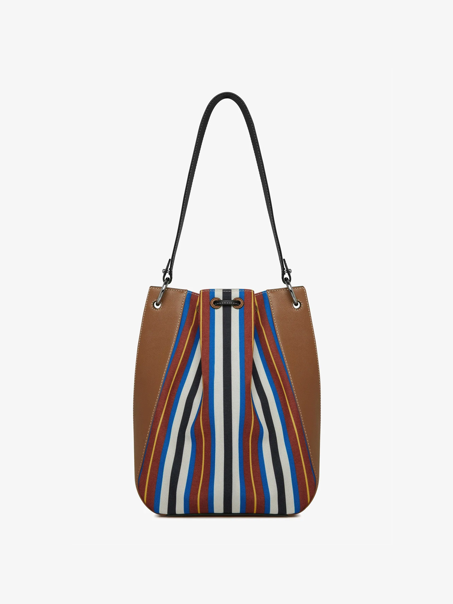 Chestnut, black and blue stripe Bollo midi bag