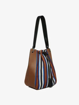 Chestnut, black and blue stripe Bollo midi bag