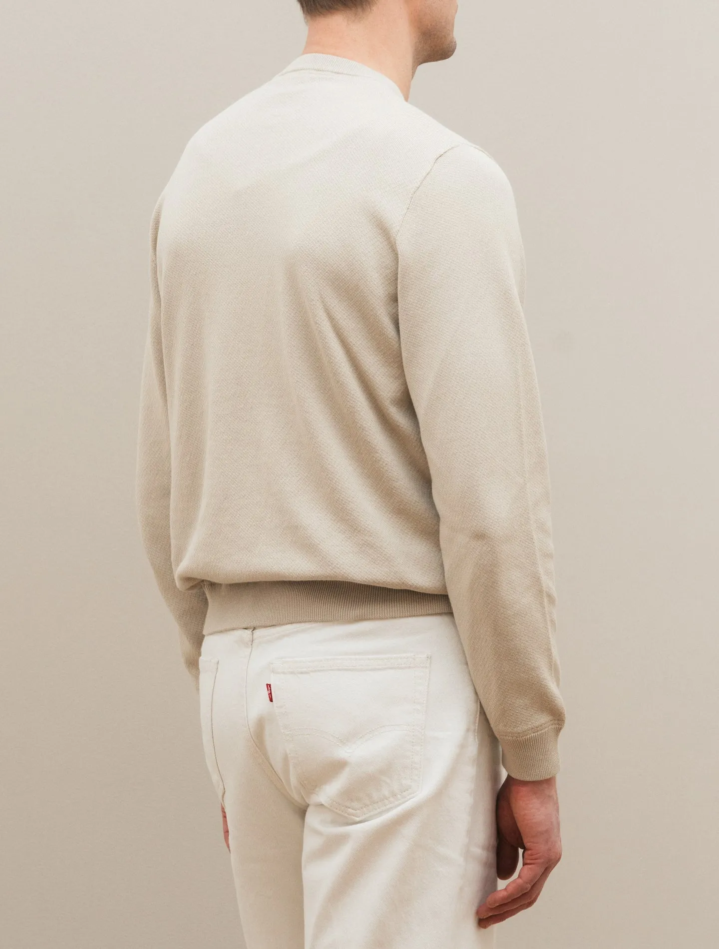 Cotton Knitted Collage Sweater Off White