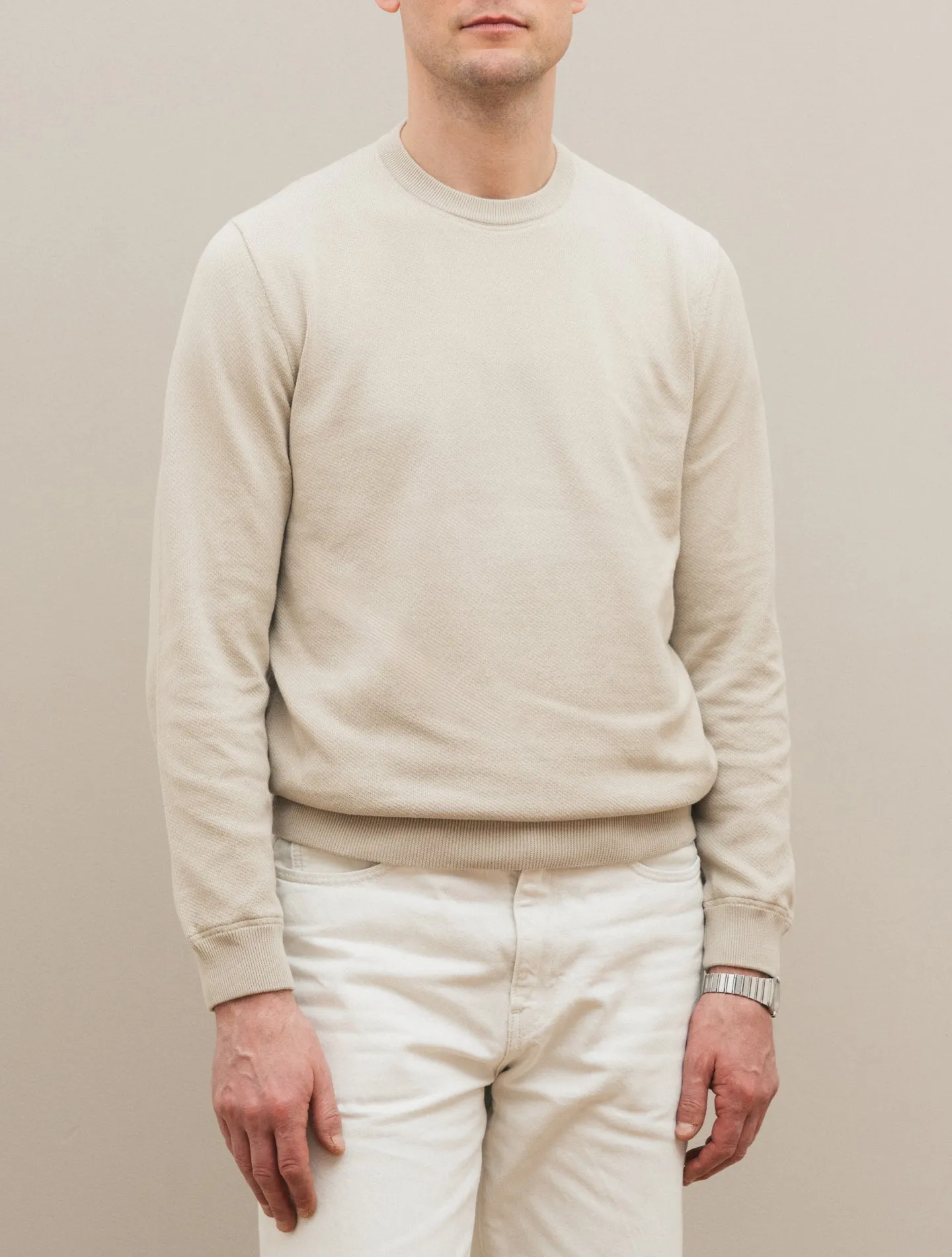 Cotton Knitted Collage Sweater Off White