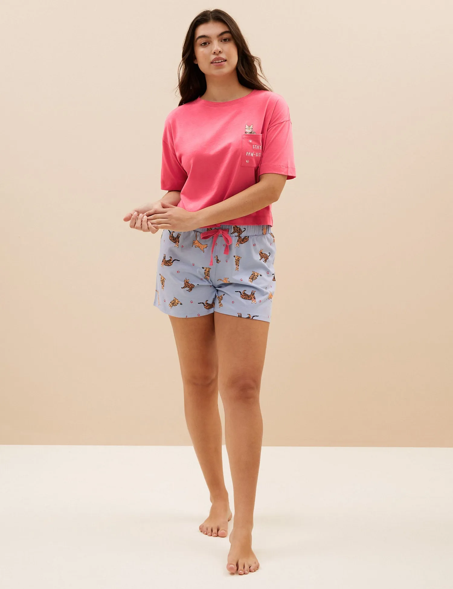 Cotton Rich Cat Shortie Set