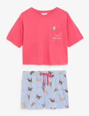 Cotton Rich Cat Shortie Set