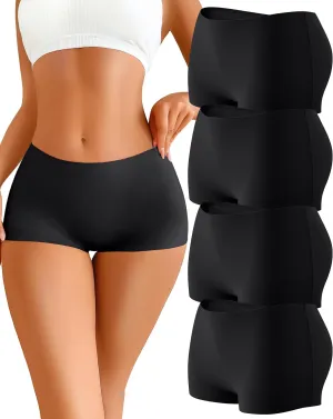 CUTE BYTE Womens Seamless Boy Shorts Underwear Soft Stretch No Show Boxer Shorts Briefs Panties for Ladies 4 Packs