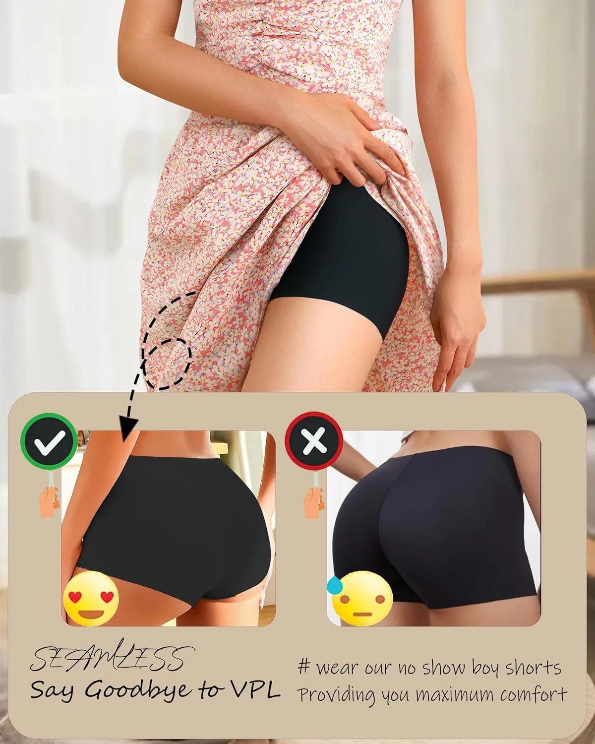 CUTE BYTE Womens Seamless Boy Shorts Underwear Soft Stretch No Show Boxer Shorts Briefs Panties for Ladies 4 Packs