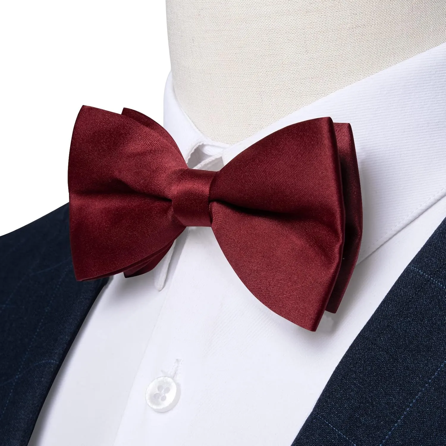 DiBanGu Mens Satin Pre-tied Bowtie Shiny Solid Bow Tie and Pocket Square Cufflinks Lapel Pin Set for Tuxedo Wedding Party