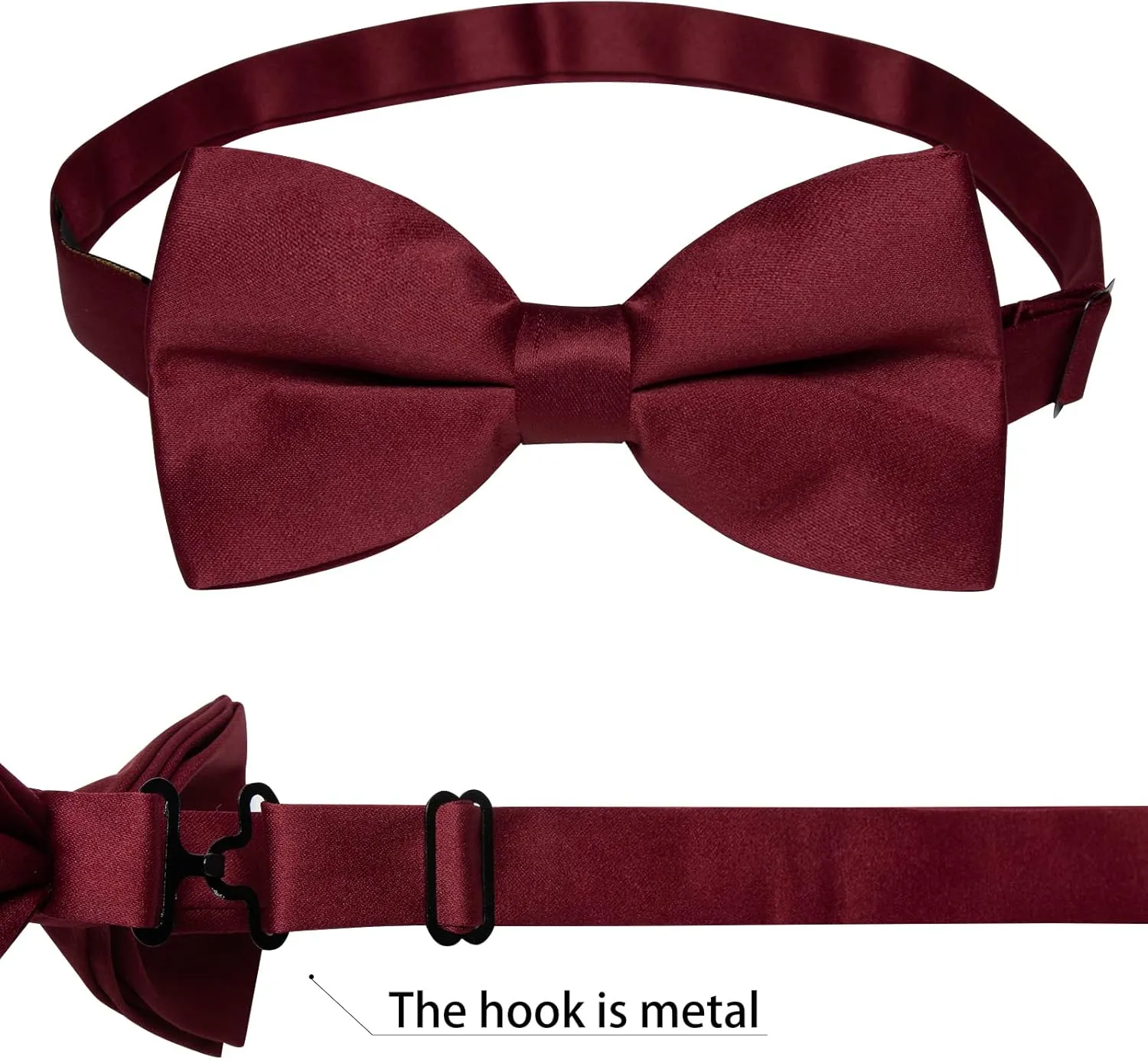 DiBanGu Mens Satin Pre-tied Bowtie Shiny Solid Bow Tie and Pocket Square Cufflinks Lapel Pin Set for Tuxedo Wedding Party