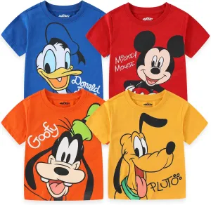 Disney Mickey Mouse & Friends Boys' 4 Pack T-Shirt for Toddler and Little Kids  Blue/Red/Yellow/Orange