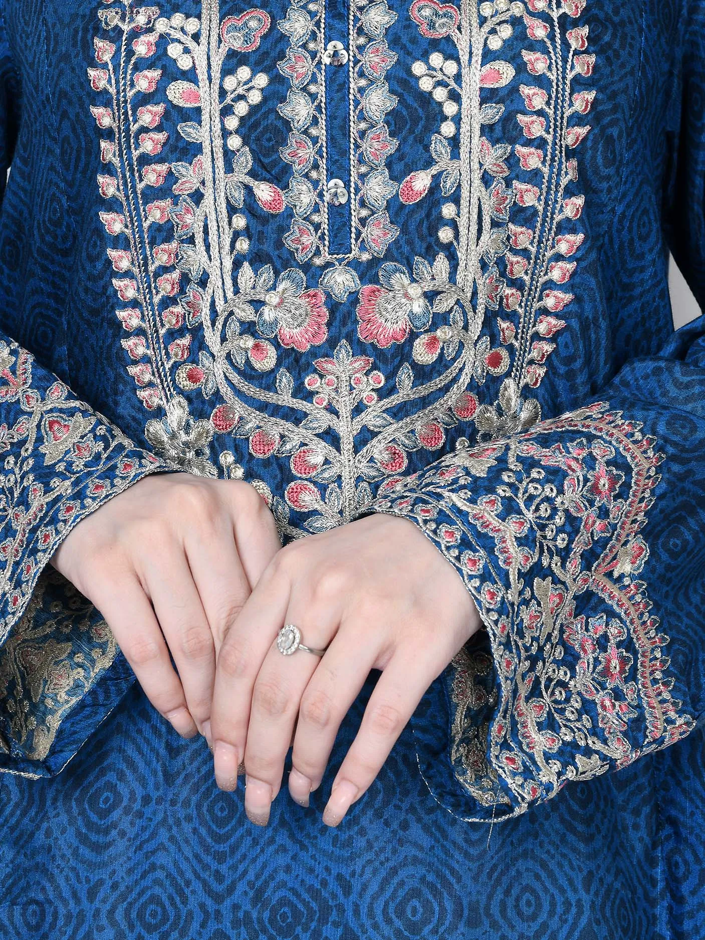 Embroidered Raw Silk Shirt