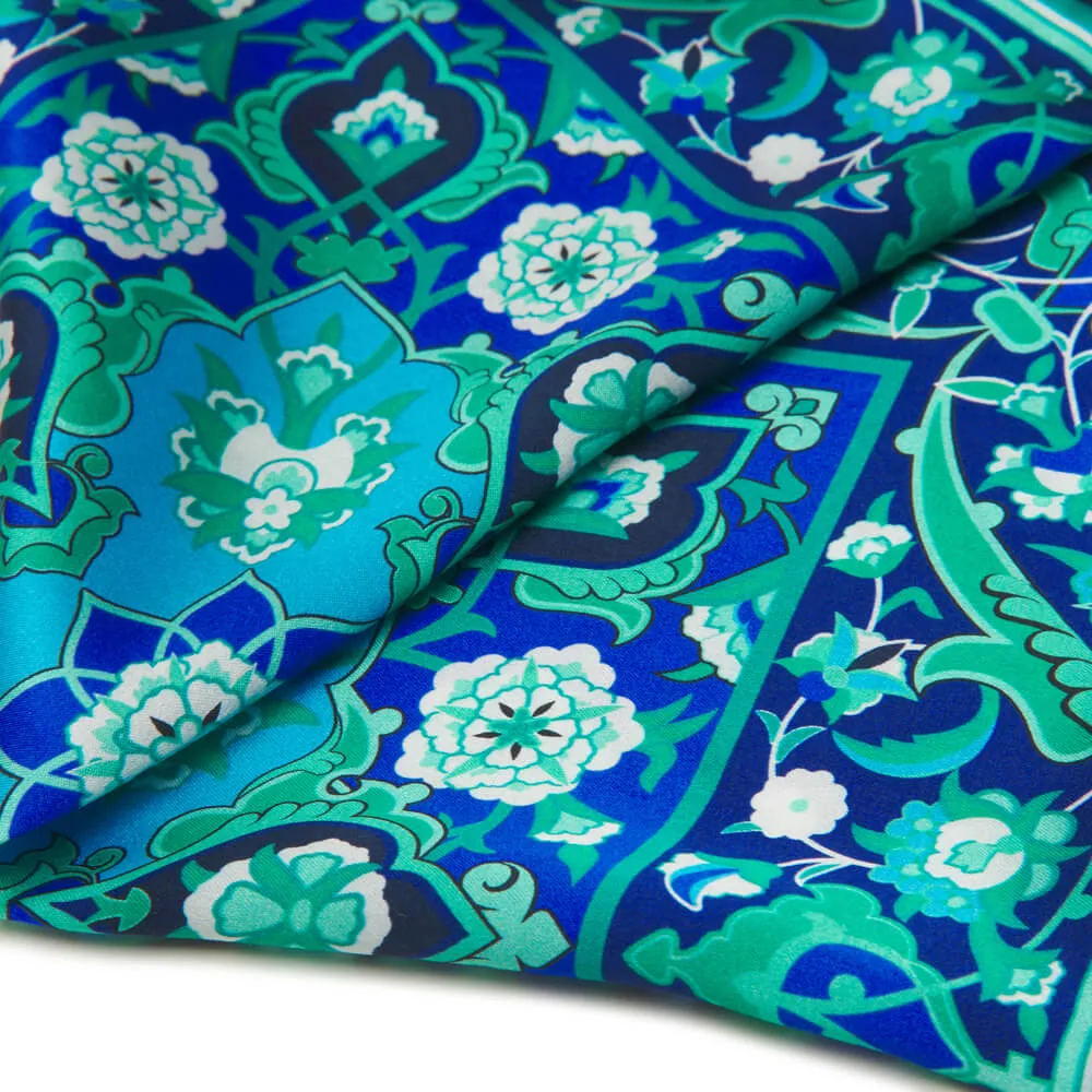 Green and Blue Medieval Majesty Silk Pocket Square