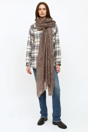 Grey Print Silk Scarf