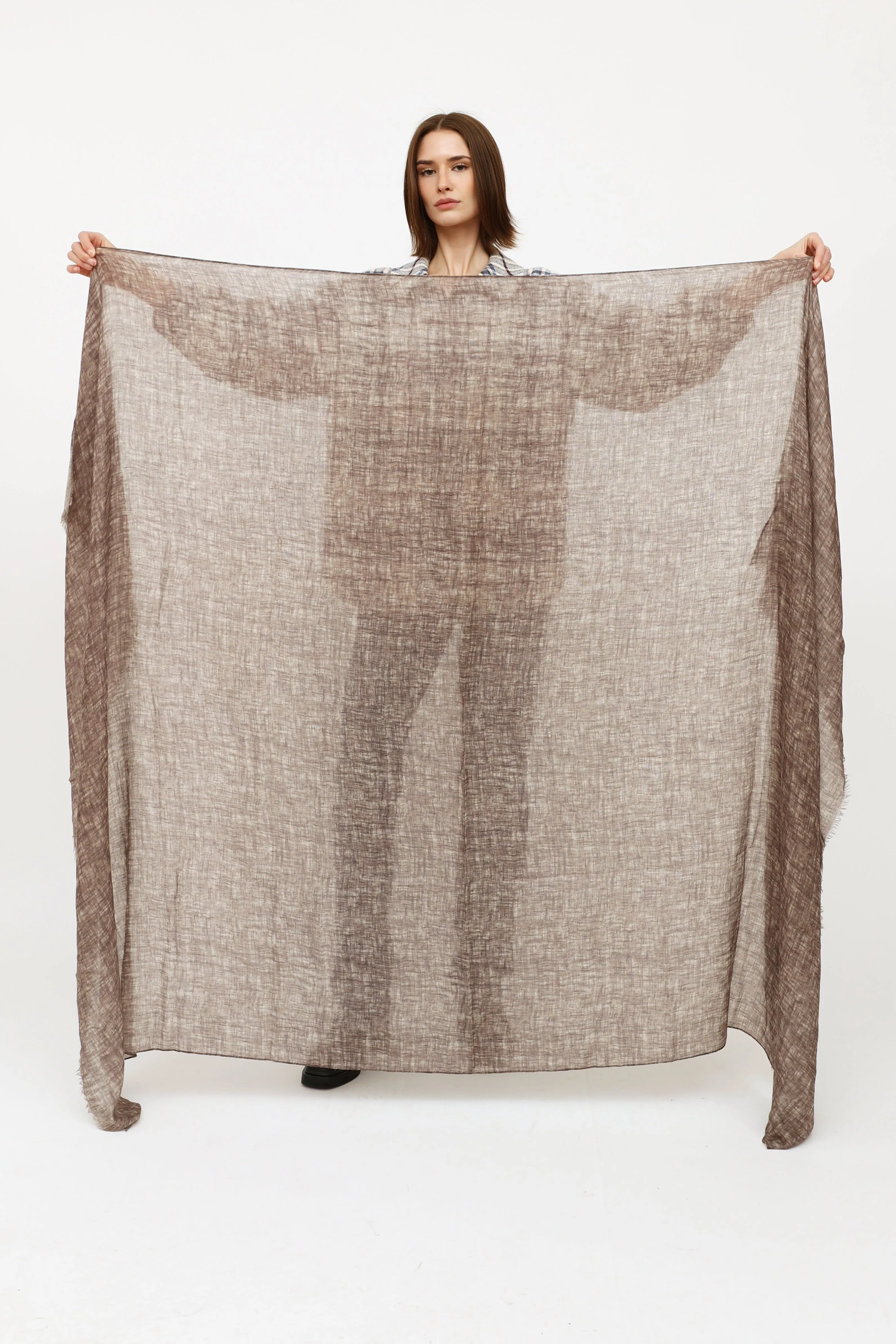 Grey Print Silk Scarf