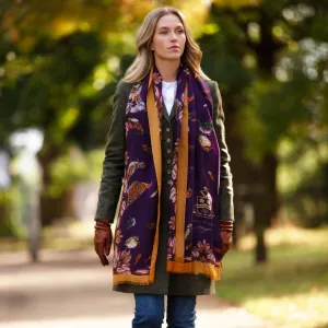 Grouse Misconduct Aubergine Purple and Gold Wool Silk Wrap