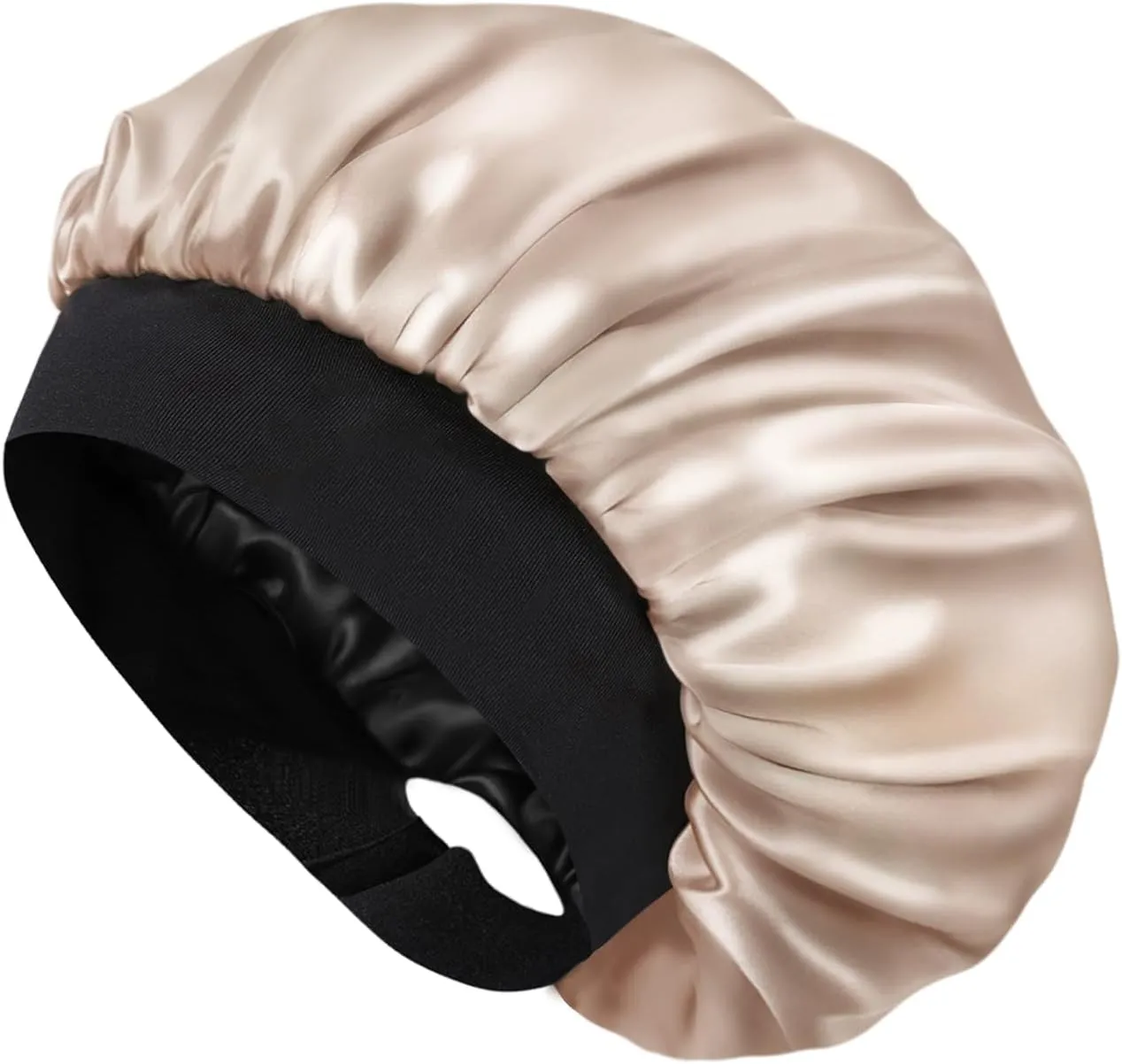 Hat Hut Satin Bonnet Silk Bonnet Sleep Cap for Women Hair Bonnet for Curly Hair Sleeping Adjustable Wide Band Double Layer