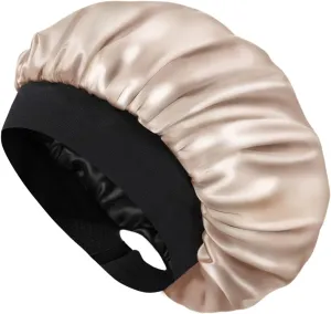 Hat Hut Satin Bonnet Silk Bonnet Sleep Cap for Women Hair Bonnet for Curly Hair Sleeping Adjustable Wide Band Double Layer