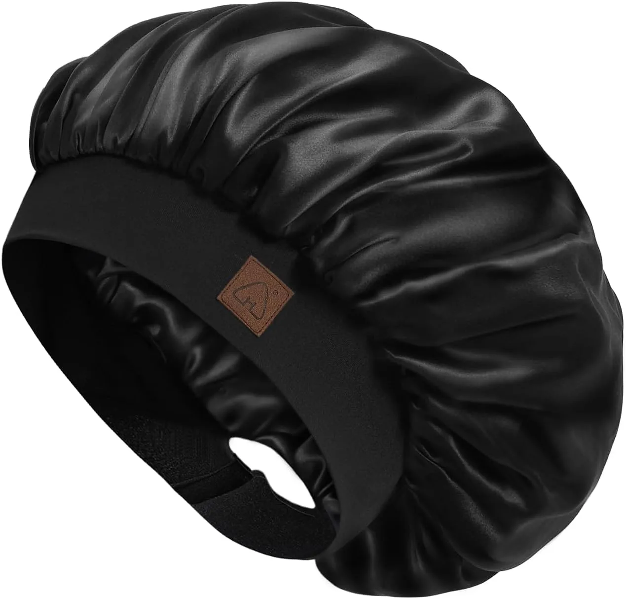 Hat Hut Satin Bonnet Silk Bonnet Sleep Cap for Women Hair Bonnet for Curly Hair Sleeping Adjustable Wide Band Double Layer