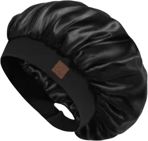 Hat Hut Satin Bonnet Silk Bonnet Sleep Cap for Women Hair Bonnet for Curly Hair Sleeping Adjustable Wide Band Double Layer